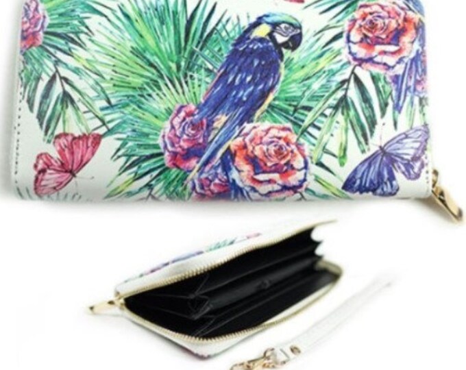 Colorful Parrot Exotic Birds Fashion Women's Zipper Clutch Fashion Wallet