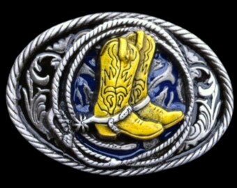 Boot Belt Buckle Cowboy Spurs Lasso Rope Cowgirls Western Boots Belts & Buckles