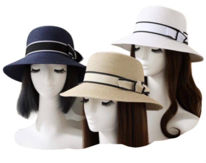 Mixed Color Women's Summer Bow Straw Cloche Sun Fashion Church Hats