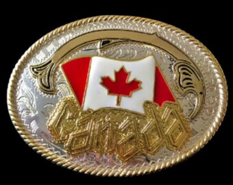 Canada Maple Leaf North Nhl Ice Hockey Flag Belt Buckle