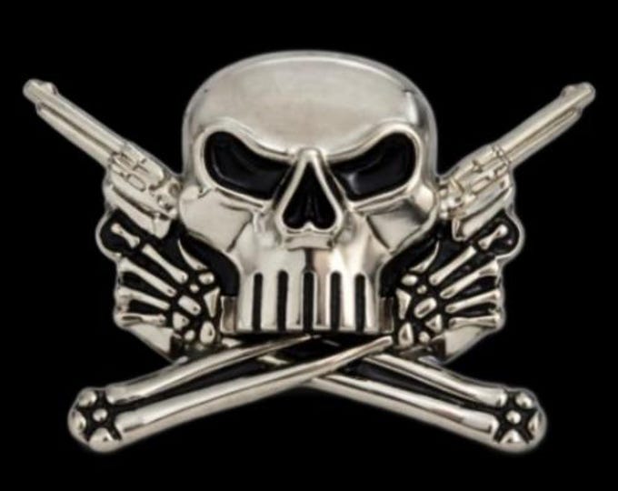 Gun Skull Belt Buckle Crossbones Pistols Handguns Skulls Buckles Belts