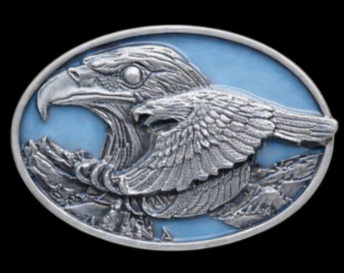 Belt Buckle Eagle American Prey Bird Flying Blue Sky