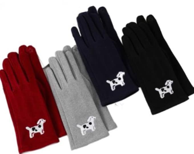 Women Winter Warm Fashion Gloves With Dog