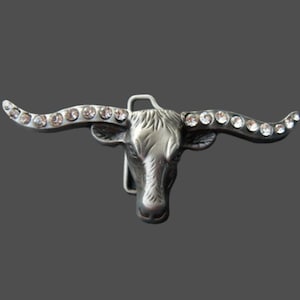 Texas Longhorn Belt Buckle Rhinestone Big Western Bull Cow Horns Belts Buckles