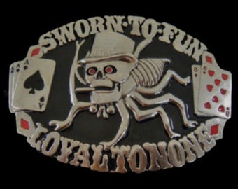 Belt Buckle Casino Gambler Spider Kull Cards Sworn Fun Loyal To None