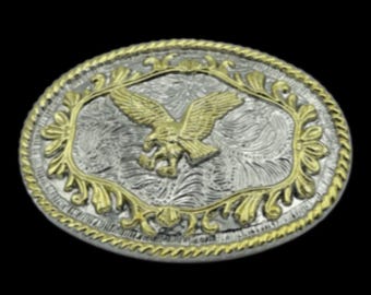 Belt Buckle Eagle Golden Silver Big American Bald Eagles Western Belts Buckles