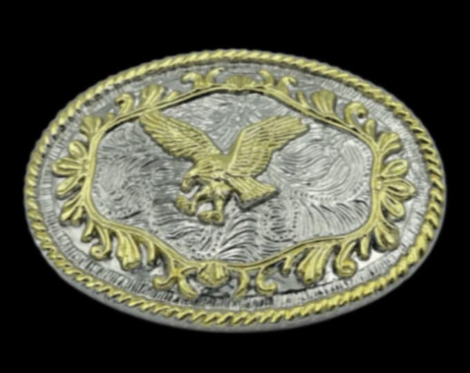 Belt Buckle Eagle Golden Silver Big American Bald Eagles Western Belts Buckles