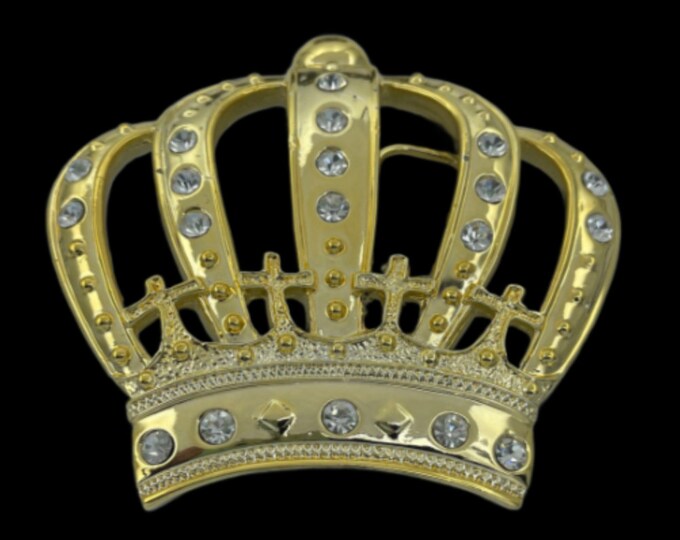 Big Crown Belt Buckle New Men Women Fashion Bling Style Gold Rare Western Rodeo