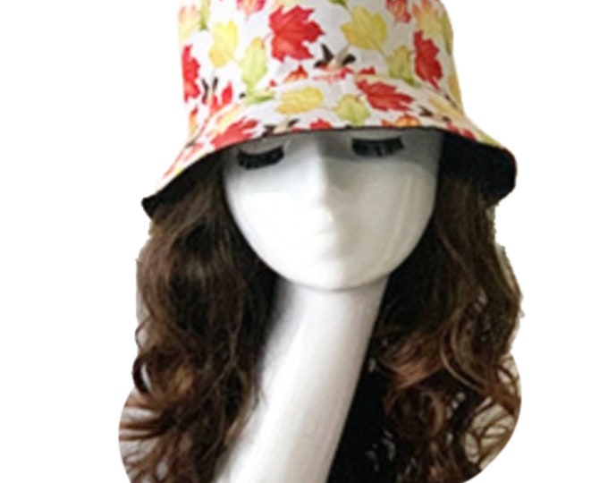 Women's Men's Reversible Bucket Hat Fishing Summer Sun Beach Canada Maple Leaf
