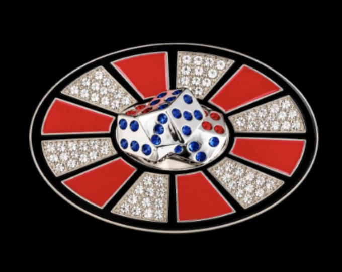 Men Women's Metal Belt Buckle Lucky Dice Casino Bling Las Vegas Craps Buckles