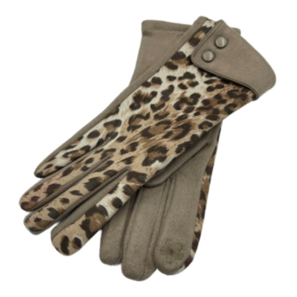 Guantes de leopardo de guepardo con estampado animal para mujer Invierno Otoño