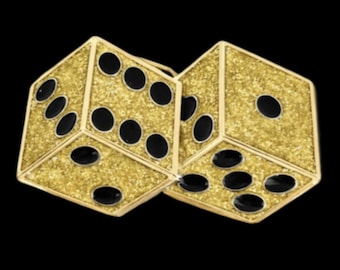 Glitter Casino Dice Lucky Gambling Craps Cool Belt Buckle