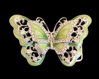 Butterfly Belt Buckle Butterflies Green Rhinestone Buckles