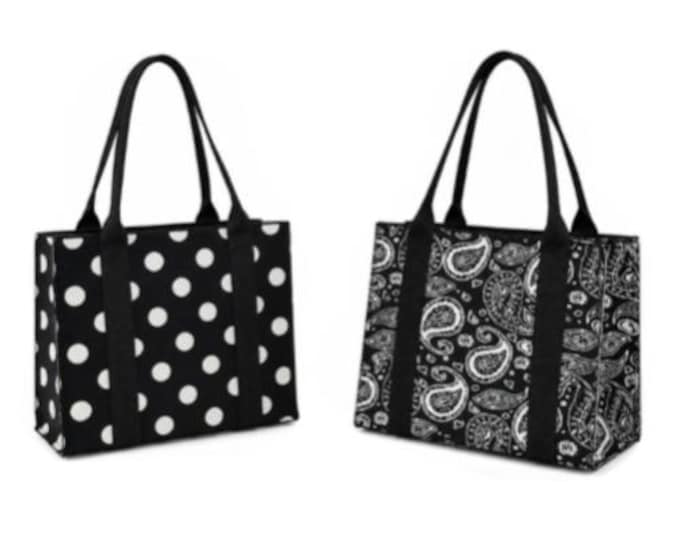 Stylish Patterned Canvas Polka Dots Paisley Tote Bags