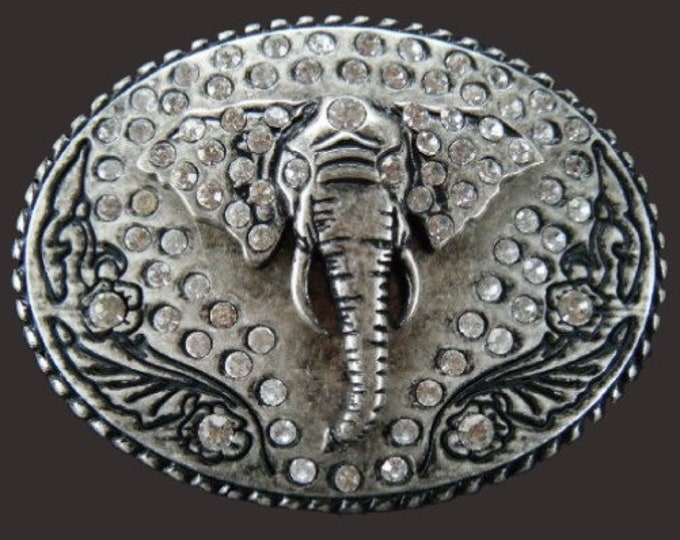 Elephant Belt Buckle Rhinestone African Animal