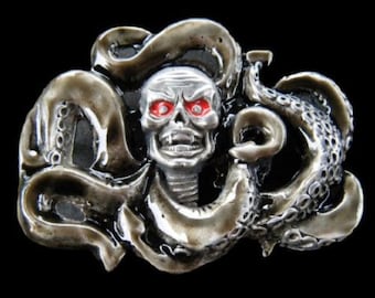 Octopus Skull Evil Scary Creature Gothic Bones Belt Buckle Buckles