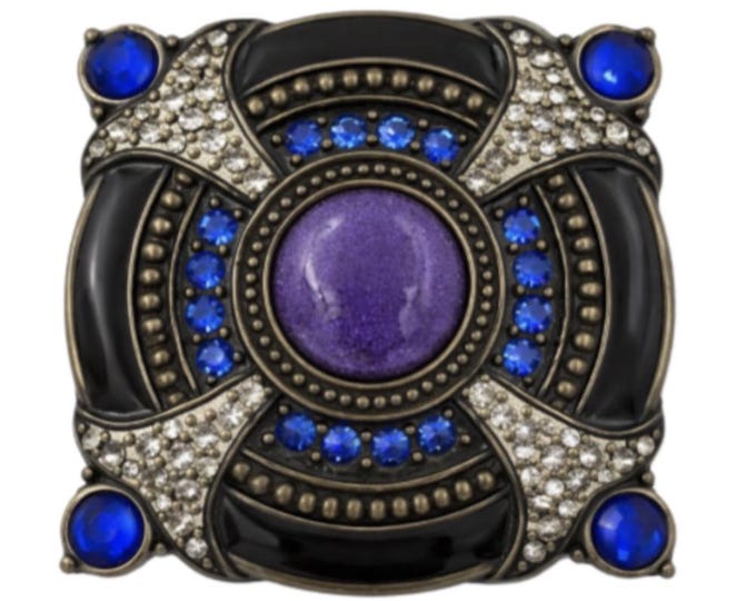 Blue Stone White Rhinestones Women's Unique Belt Buckle