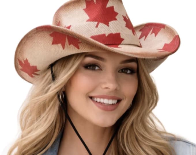 Canada Canadian Flag Mapleleaf Unisex Cowboy Cowgirl Western Hat
