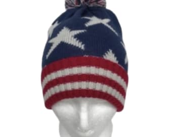 American Flag Beanie USA Red White Blue Knit Hat Punk Rock Snowboard Headgear