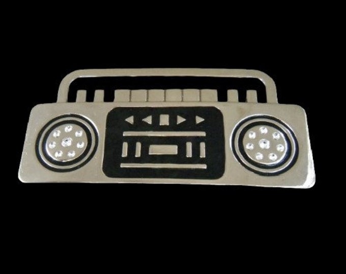Radio Music Tape Cassette Deck Boom Box Vintage Belt Buckle