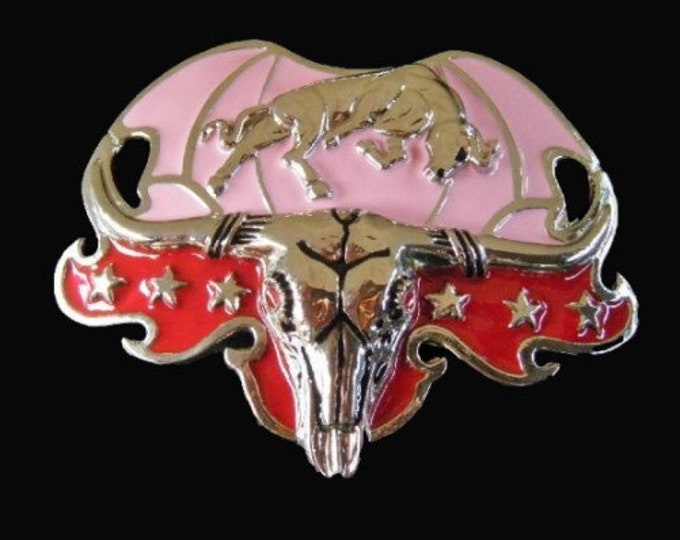 Belt Buckle Longhorns Cow Steers Cowgirl Pink Western Buckles Belts