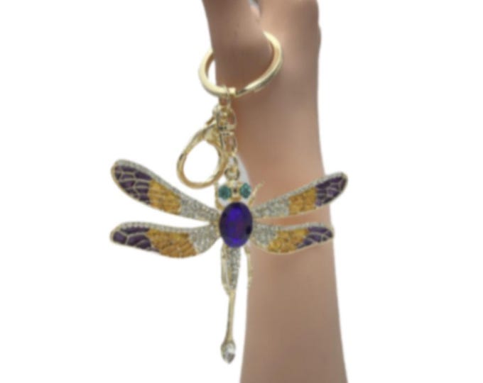 Dragonfly Keychain Dragonflies Rhinestone Pendants Crystal Key Chain Fashion