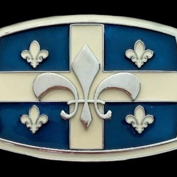 Belt Buckle Quebec Flag Fleur De Lys Boucle De Ceinture