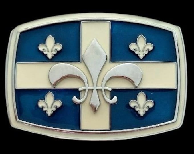 Belt Buckle Quebec Flag Fleur De Lys Boucle De Ceinture