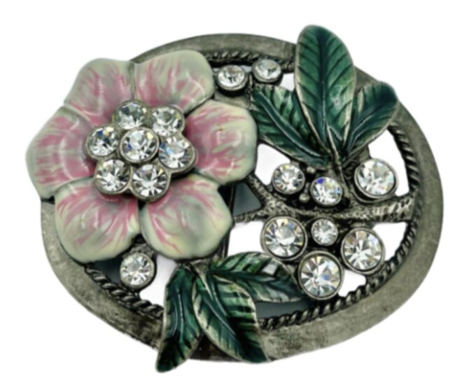 Flower Pink Flowers Rhinestones Women Fashion Belt Buckle Buckles