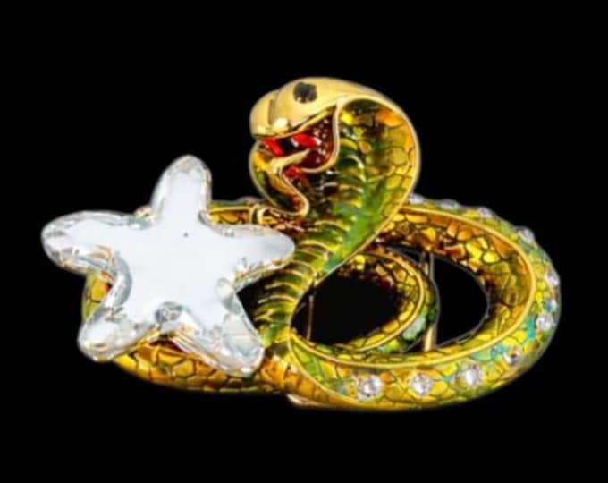 Snake Serpent Cobra Reptile Rhinestone Buckle Buckle Boucle De Ceinture