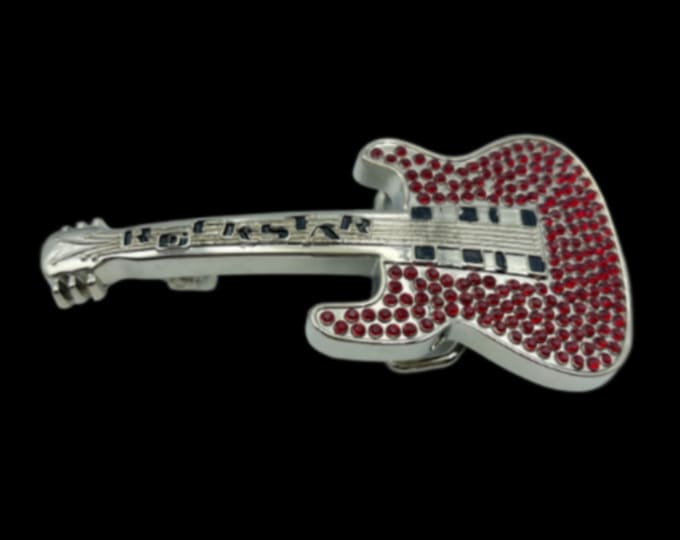 Guitar Belt Buckle Rockstar Musician Rock Stars Rhinestone Guitars Buckles Belts