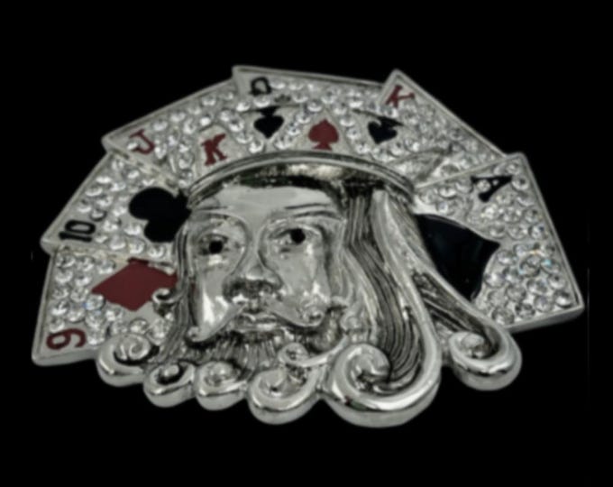 King Belt Buckles Casino Playing Cards Gambling Gambler Royal Flush