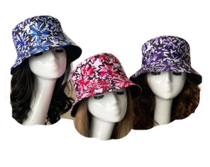 Floral Flower Reversible Unisex Women's Summer Bucket Hat