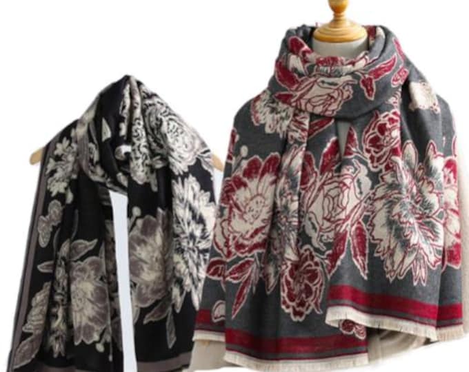 Ladies Quality Double Sided Pattern Scarf Evening Winter Shawl Scarves