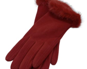 Women's Fashion Gloves Faux Fur Trim Winter Fall
