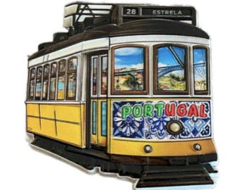 Portugal Estrella Lisbon Lisboa Yellow 28 Tram Fridge Magnet Souvenir