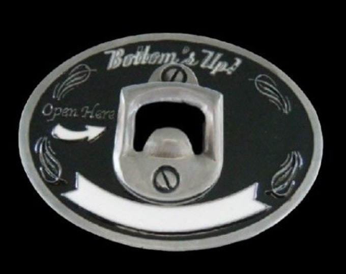 Bottoms Up Bottle Opener Cool Metal Belt Buckle