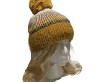 Women Men Fur Pom Pom Ball Knit Crochet Baggy Bobble Hat Beanie Ski Cap Winter