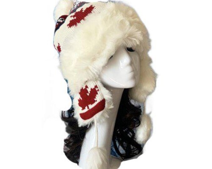 Canada Faux Fur Fashion Winter Ski Hats Mapleleaf Ear Flaps Unisex