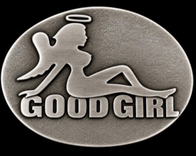 Good Girl Sexy Halo Wings Angel Naked Funny Bar Joke Belt Buckle