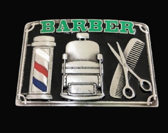 Barber Shop Hair Haircut Style Barber's Scissors Pole Belt Buckle