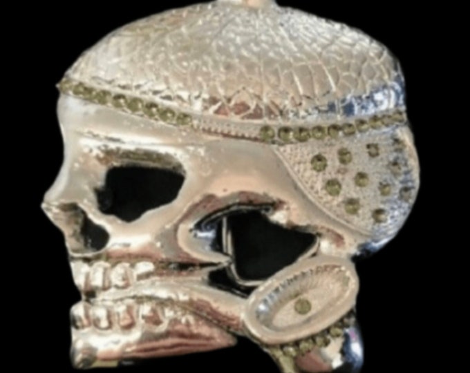 Skull Pipe Smoking Skulls Belt Buckle