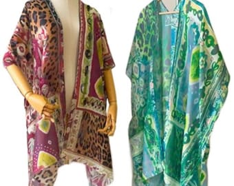 Floral Duster Sheer Kimono Style Beach Cover Up One Size Summer Fashion