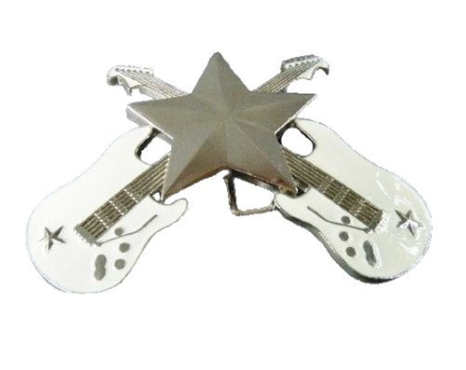 Belt Buckles White Guitars Rock Star Music Band Instrument Belts & Buckles