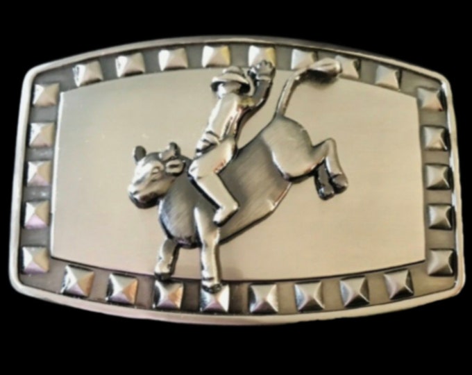 Western Cowboy Rodeo Bull Rider Rancher Studded Belt Buckle