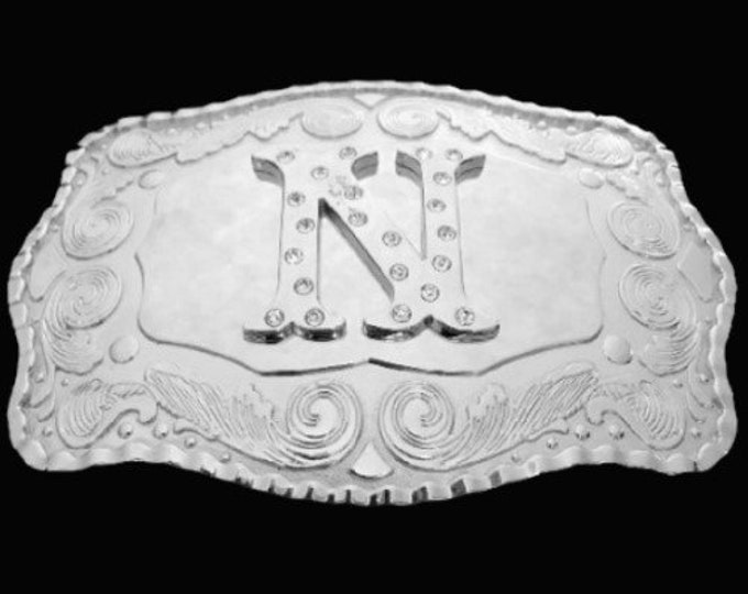 Letter N Initial Monogram Name Initials Letters Alphabet Big Belt Buckle Buckles