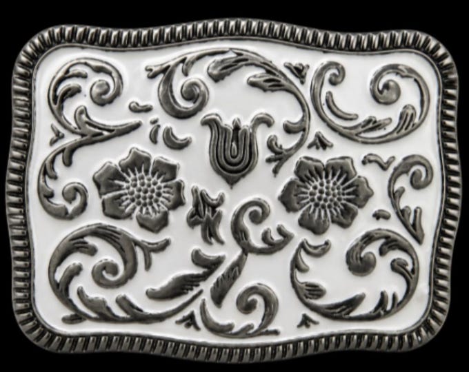 Western Men's Women's Cool White Flowers Belt Buckle Buckles