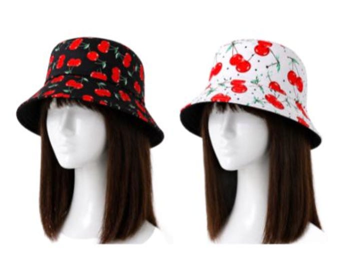 Red Cherries Reversible Unisex women's Summer Bucket Hat