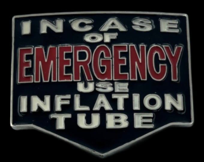 In Case Of Emergency Use Inflation Tube Fun Party Belt Buckle Buckles