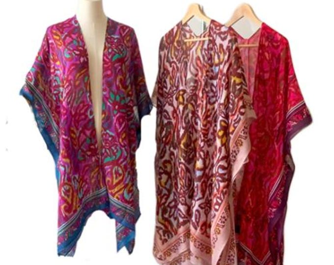 Floral Duster Long Sheer Kimono Style Beach Cover Up One Size Summer Fashion